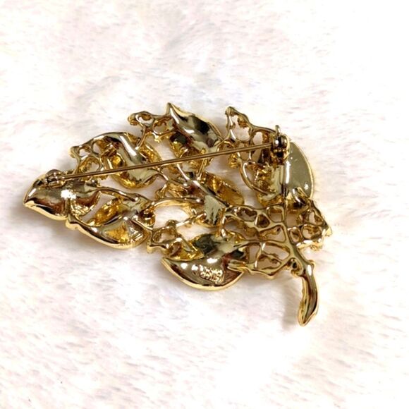 Vintage 1950's Signed Lisner Textured Leaf/Branch Brooche - Picture 6 of 12